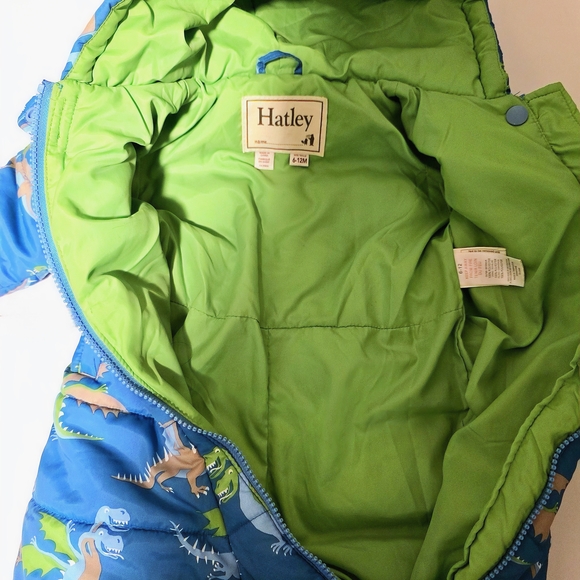 Hatley Green Snowsuit with Blue Dinosaurs - Picture 4 of 5